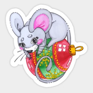 Mouse on Christmas toy Sticker